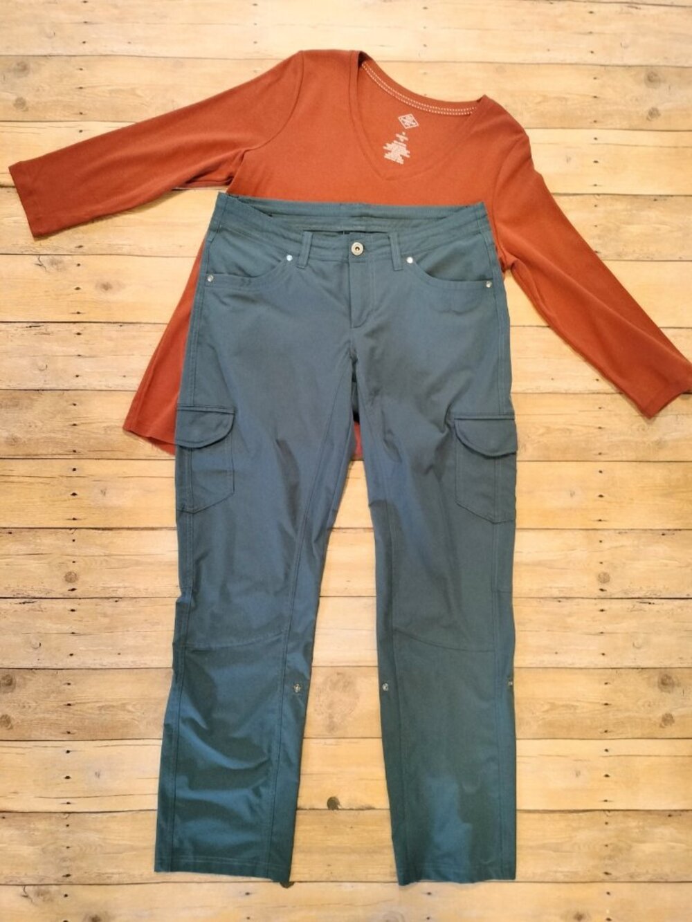 KUHL FreeFlex Roll Up Outdoor Hiking Pants 8 Short Night Sky Utility Pockets